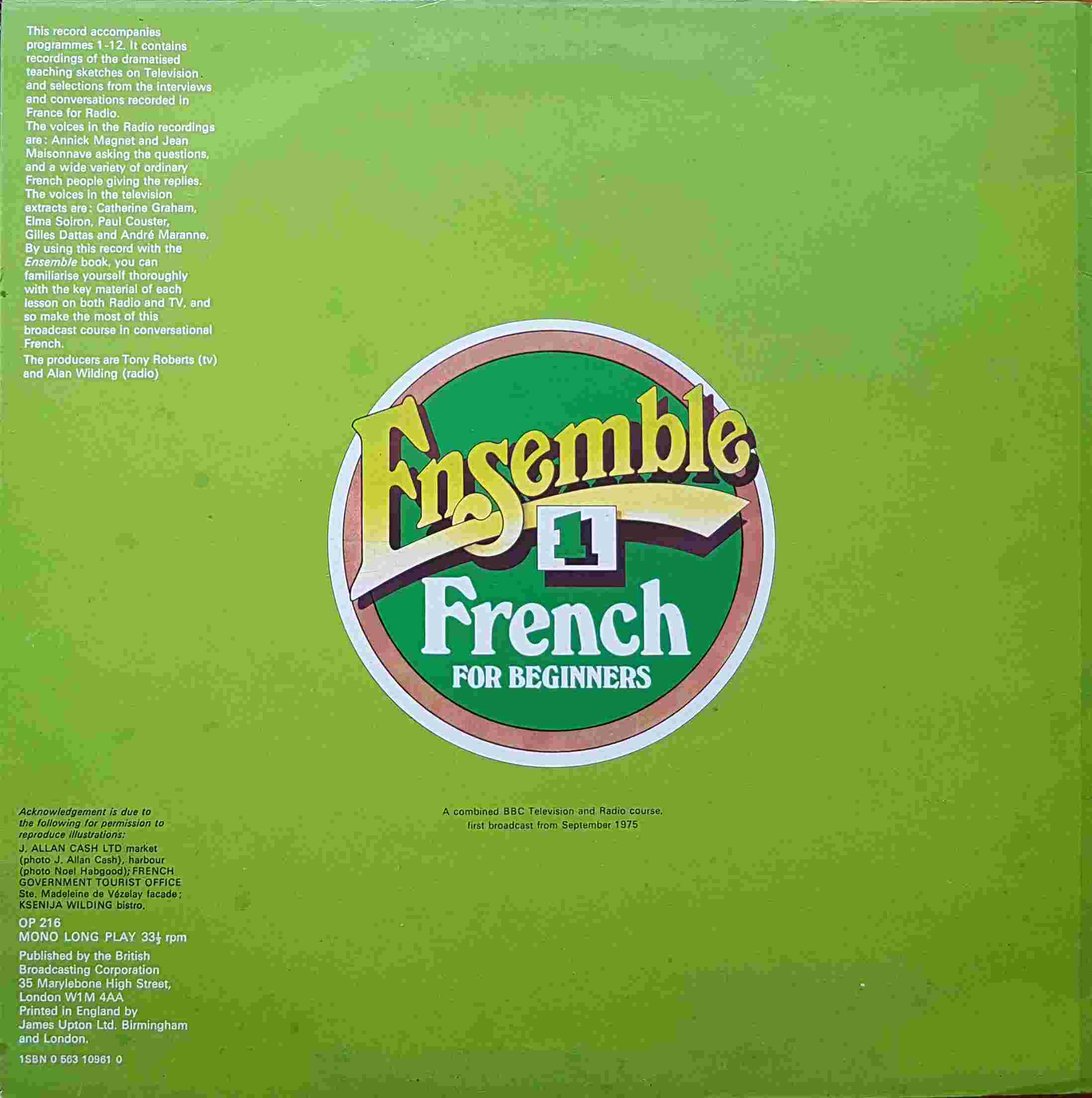 Picture of OP 216 Ensemble 1 - French for beginners - Programmes 1 - 12 by artist Various from the BBC records and Tapes library